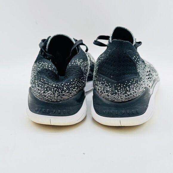 Nike Free RN Flyknit Womens 8 Gray Black White Oreo Running Shoes Sneakers - Picture 6 of 11